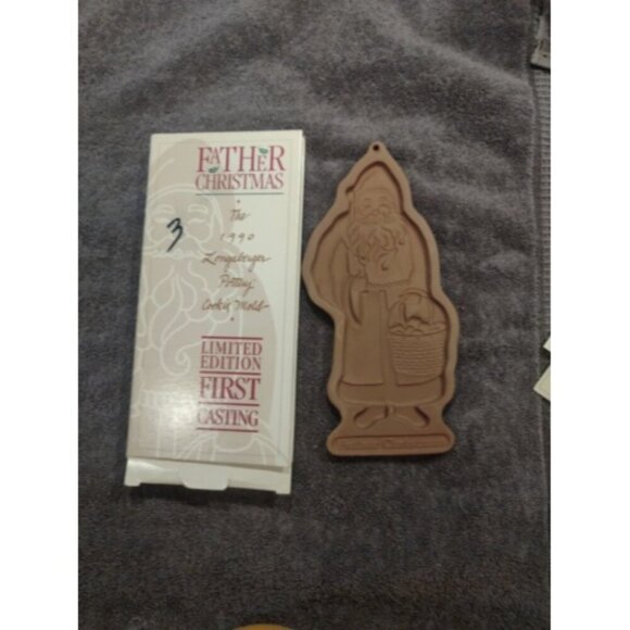 Longaberger Pottery Cookie Mold 1990 Father Christmas St Nick - Picture 3 of 5
